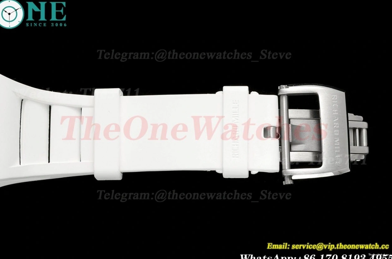 Strap Skeleton RM055 RMUL2 On Dial Blue T+F White Ceramic Rubber White 1225